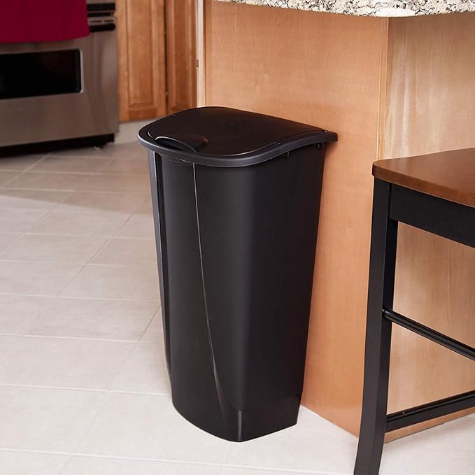 Sterilite 10939006 11 Gallon SwingTop Clean Black Wastebasket Trash Can