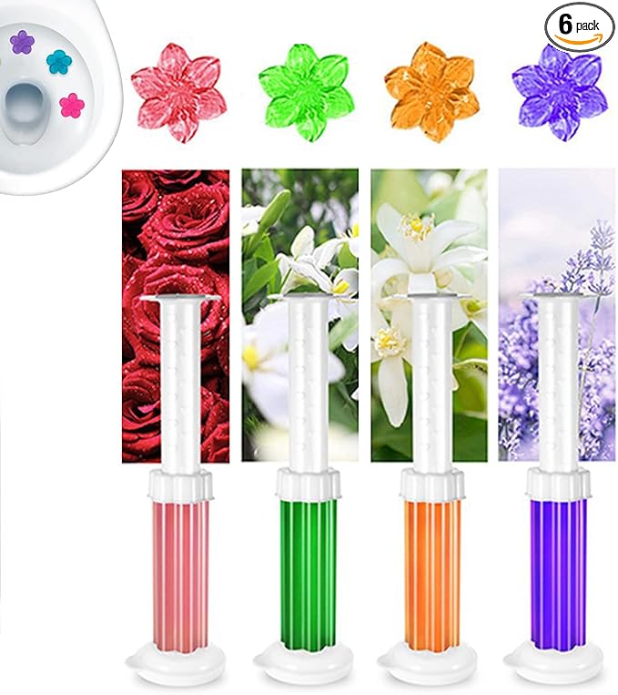 Flower Toilet Gel Stamp - Toilet Scent Fresheners 56/84 Flowers Toilets Cleaner Gel Stamp Toilets Stain Removal Cleaning Air Freshener 6 Scents Bathroom Deodorizer for Urinals Sinks (A5)