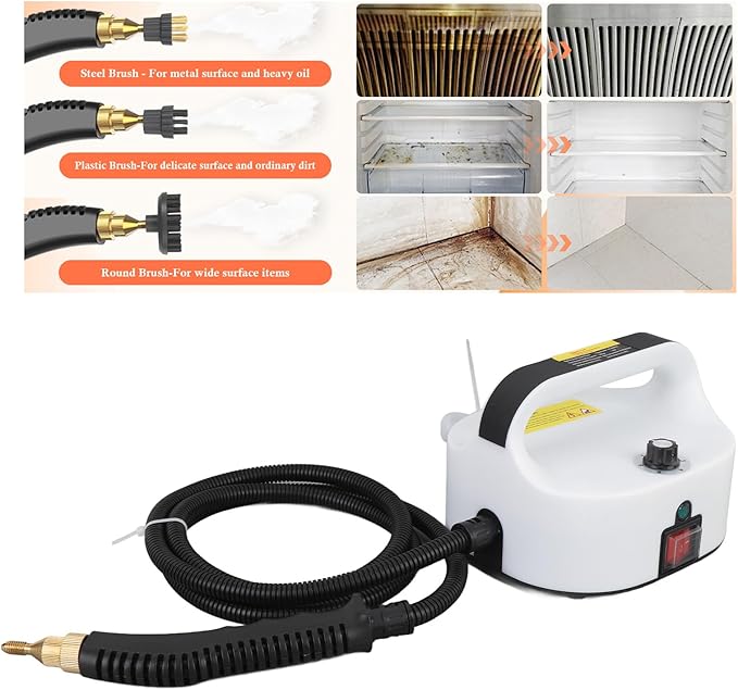High Pressure Steam Cleaner Deep Cleaning and Grease Removal 6 Level Control Handling for Home Auto Indoor Outdoor (US Plug 110V)