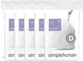 simplehuman Code D 100 Count Dispenser Pack Custom Fit Liners Drawstring Trash Bags 20 Liter / 5.3 Gallon White