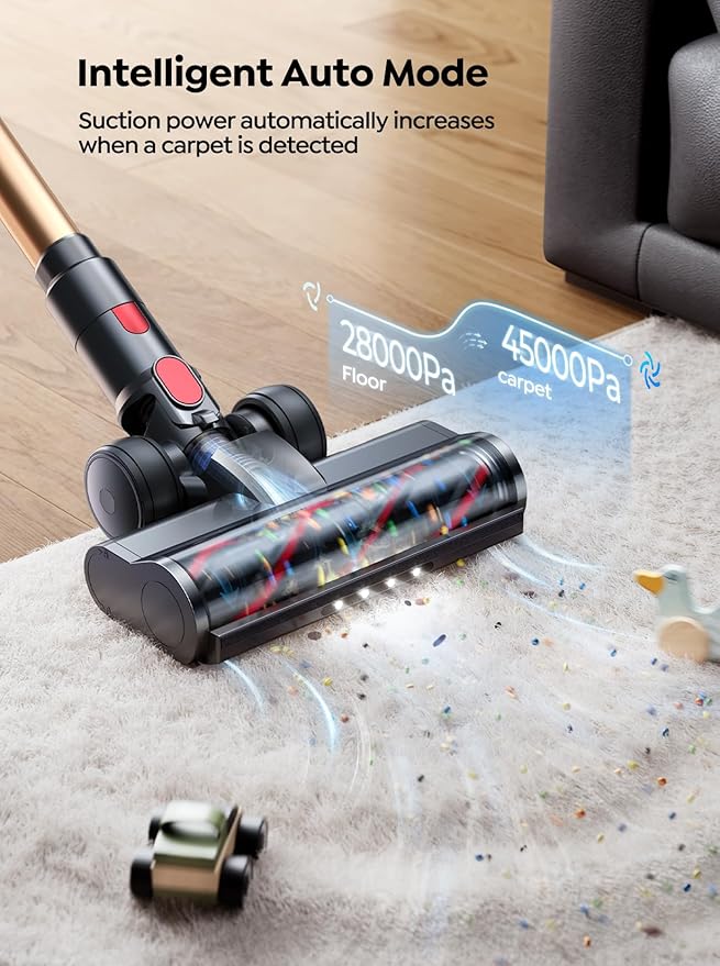 BLACKTK 550W Cordless Vacuum Cleaner 45KPA Strong Suction 60 Min Runtime Handheld Vacuum for Carpet &amp Hard Floor Lightweight Stick Vacuum with Detachable Battery Charging Stand for Home Pet
