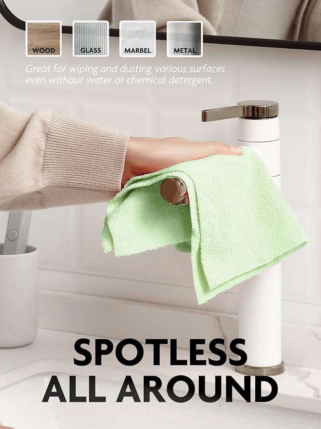 Fantasticlean Microfiber Cleaning Cloth Roll -75 Pack Tear Away Microfiber Towels 12 x 12 Reusable Washable Scratch Free Ultra Absorbent Dishcloth for All-Around Cleaning Supplies (Green)