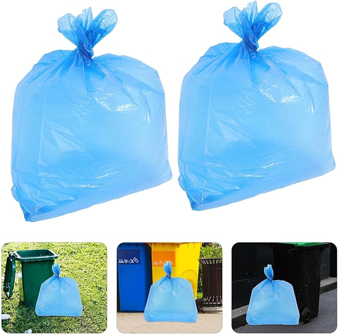 50pcs Tear-resistant Large Trash Bags 80x100cm Blue Plastic Garbage Bags for Kitchen Bathroom Office Commercial Use