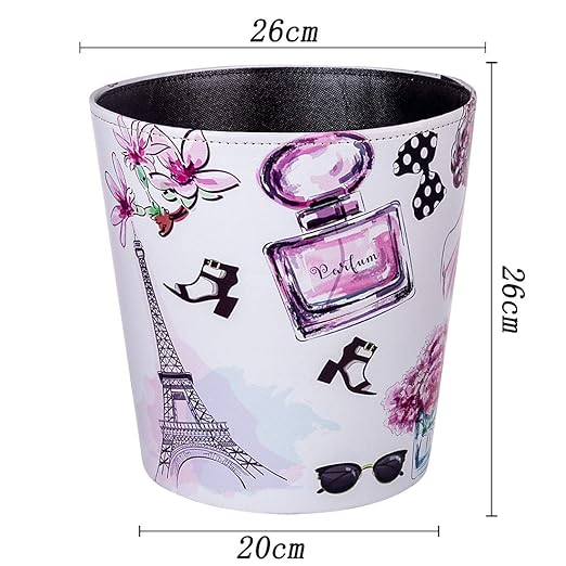 10L/2.64 Gallon PU Leather Trash Can Decorative Wastebasket Waterproof Paper Basket Garbage Bin for Home Office Bathroom Living Room