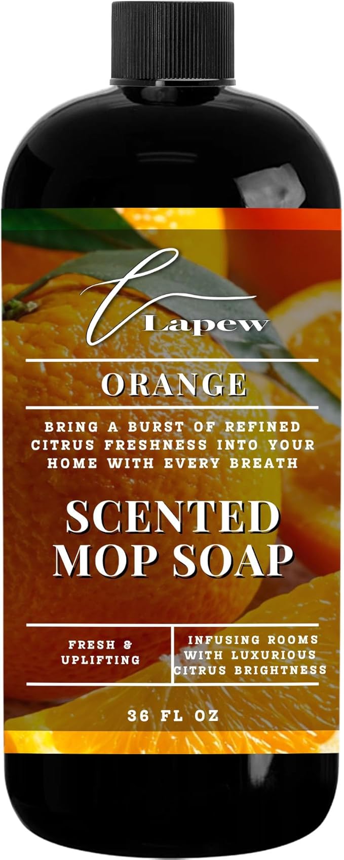 Lapew Orange Scented Mop Soap - Luxury Floor Cleaner Concentrate for Mopping Tile Laminate Vinyl &amp Hardwood | Streak-Free Low-Foam | 36 oz