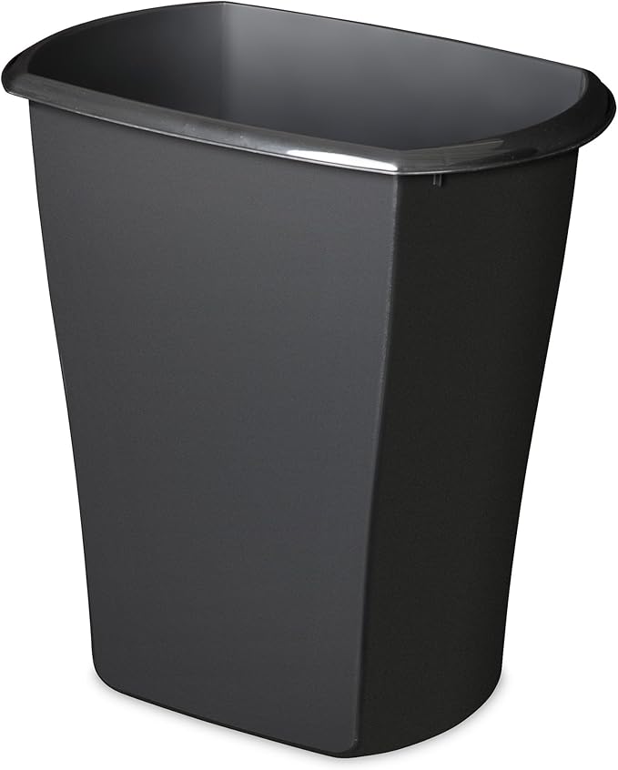 Sterilite 3 Gallon Rectangular Wastebasket Small Plastic Trash Can for The Bathroom Bedroom Dorm Room or Home Office Black 6-Pack