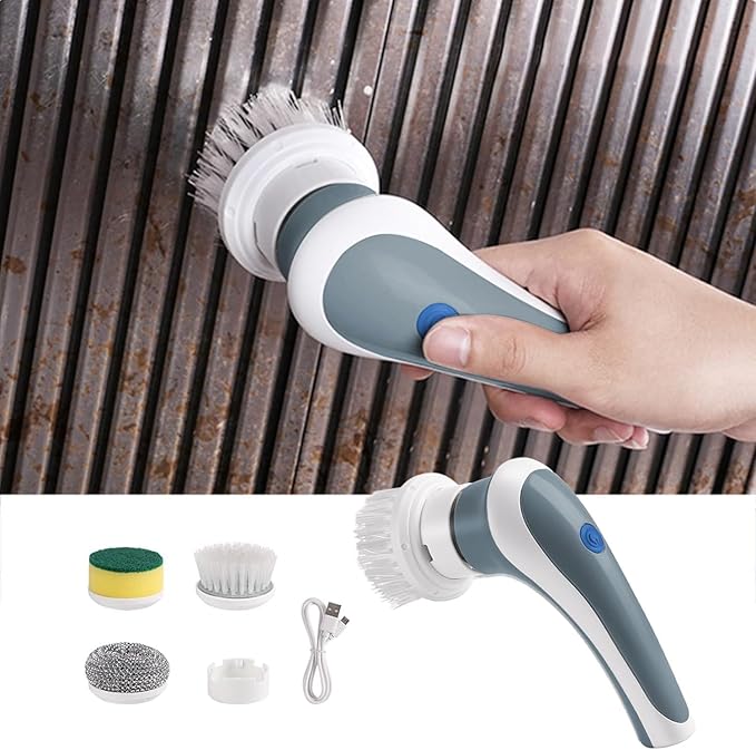Electric Spin Scrubber Electric Spin Cleaning Tools with 3 Brush Heads - Rechargeable Electric Cleaning Brush - Spin Cleaning Brush Suitable for Bathroom Wall Tiles Floor Bathtub Kitchen