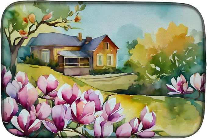 Caroline's Treasures DAC1661DDM Louisiana Magnolias in Watercolor Dish Drying Mat Absorbent Dish Drying Mat Pad for Kitchen Counter Dish Drainer Mat for Countertop 14 x 21 Multicolor
