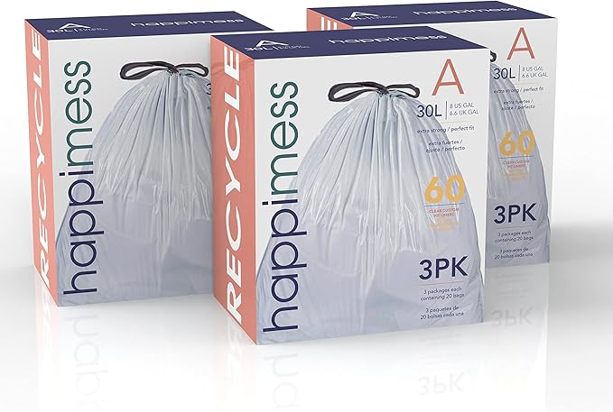 Eyely MPH3000A-CLEAR Phoenix 8-Gallon Drawstring Unscented Trash Can Liner Clear (60-Count 3-Packs of 20 Liners)