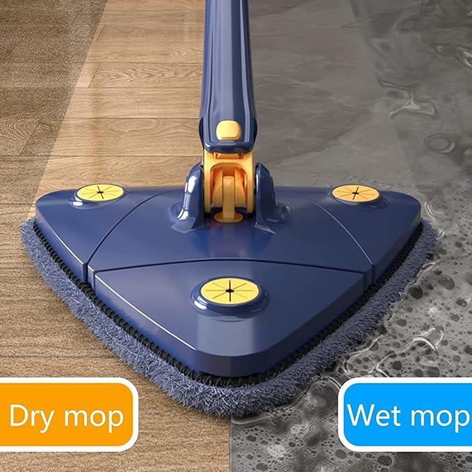 360°Rotating Adjustable Cleaning Mop Triangle Cleaning Mop with Automatic Water Squeezing Telescopic Rotating for Walls Windows (A) 1PCS 12027(B)