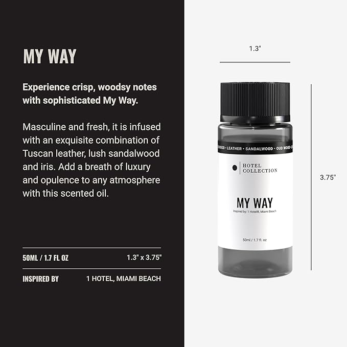 Hotel Collection Diffuser Oil - My Way - Aromatherapy Essential Fragrance Oil - Sandalwood Warm Virginia Cedar &amp Beautiful Iris - 50ML 1.7 Fl oz