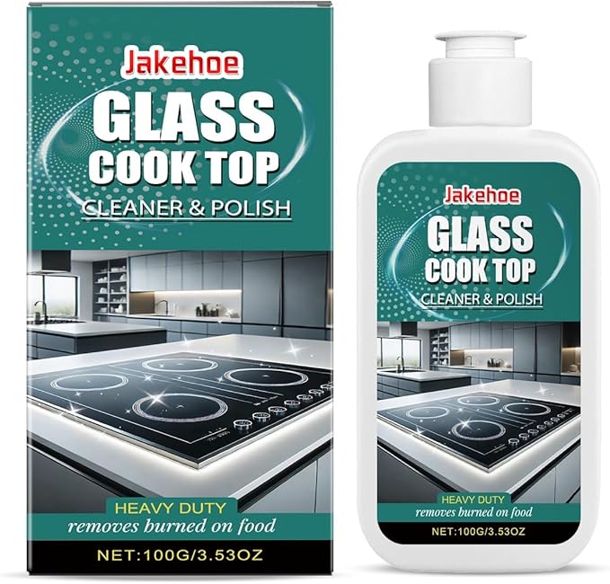Glass Stove Top Cleaner &amp Polish - Removes Grease Stains For Electric/Ceramic Cooktops Leaves Shine Easy To Use(2PCS)