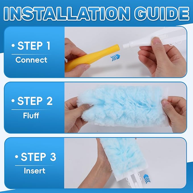 40 Count Duster Refills Compatible with Swiffer Duster360° Heavy Duty Multi Surface Duster Refills with 4X Microfibers for Cleaning with 2 Handle