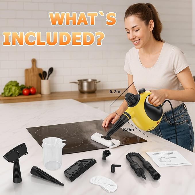 Handheld Steam Cleaner - High Pressure Steam Cleaner for Home Multi-Functional Cleaning Tools for Kitchen Bathroom Couch Car. Portable Steamer Makes Housework Easier