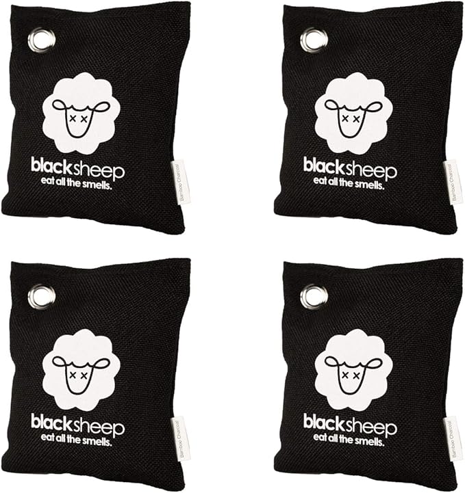 Black Sheep - Bamboo Charcoal Natural Air Purifying Bag - Eliminates Odors in Homes Cars Bags Shoes Closets &amp More - 200g (4)