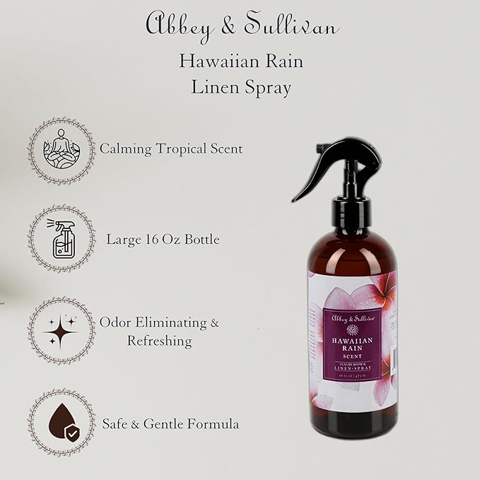 Abbey &amp Sullivan Linen Spray Hawaiian Rain Fabric Freshener and Fragrance Room Spray Pack of 2 16 oz