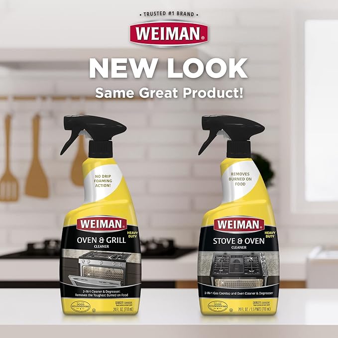 Weiman Heavy Duty Stove and Oven Cleaner and Degreaser for Glass Ceramic Cooktops BBQ grill grates - 2 Pack 24 Oz w/MicroFiber Towel