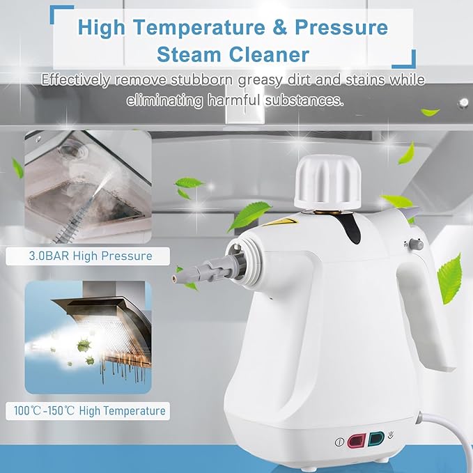 Handheld Steamer 3bar Portable Steam Cleaners with 11 pcs Accessories 1050W Multi-Purpose Steam Cleaning