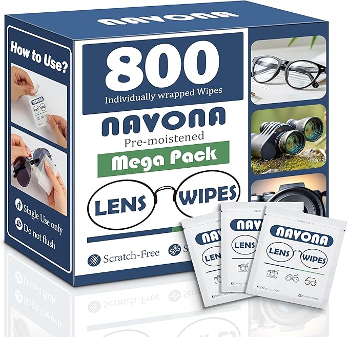 800 Count Lens Wipes for Eyeglasses – Pre-Moistened Individually Wrapped Eyeglass Cleaning Wipes – Scratch-Free Streak-Free Glasses Cleaner Wipes for Sunglasses &amp Camera Lens – Bulk Pack