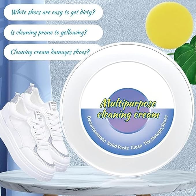 M-Bimr Small Molecule Stain Remov Multipurpose Cleaning Cream White Shoe Cleaning Cream with Sponge Just Rub It Bright No Need to Wash (3pcs)