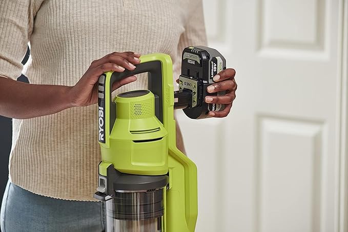 RYOBI 18 V ONE+ RSV18-0 Cordless Floor Vacuum Cleaner (30 AirWatt Suction Power 820 l/min Airflow 24 cm Wide Floor Nozzle without Battery and Charger) Green