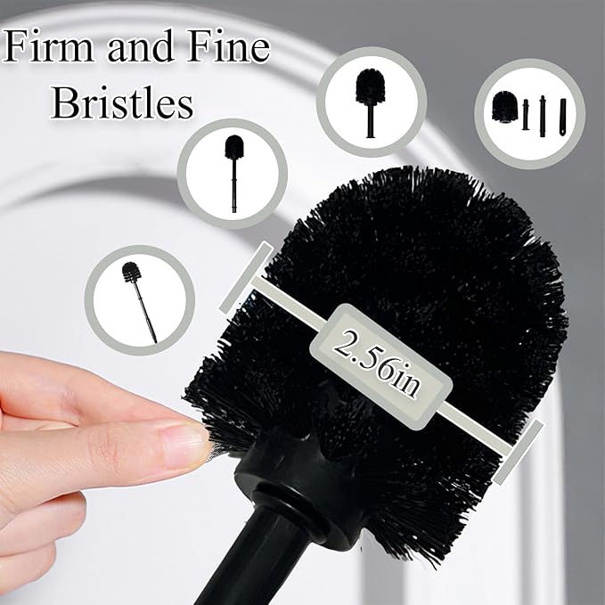 2026 Ceramic Dog Toilet Brush Holder Set French Bulldog Design with 2PCS Durable Plastic Brush Modern Bathroom Accessories (Black)