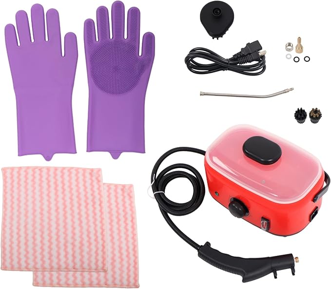 kimllier Portable Steam Cleaner 2500W 1500ml High-Pressure Deep Cleaning for Grout Lines Windows Car Interiors Bathroom Tiles Upholstery