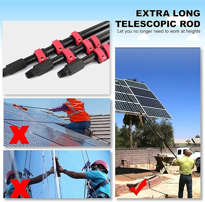 Telescopic Rod Cleaning Brush 3-11m Window Cleaning PoleWater Fed Telescopic BrushExtendable Cleaner Conservatory RoofCleaning Photovoltaic and Solar Panels (Size : 9M/30FT)
