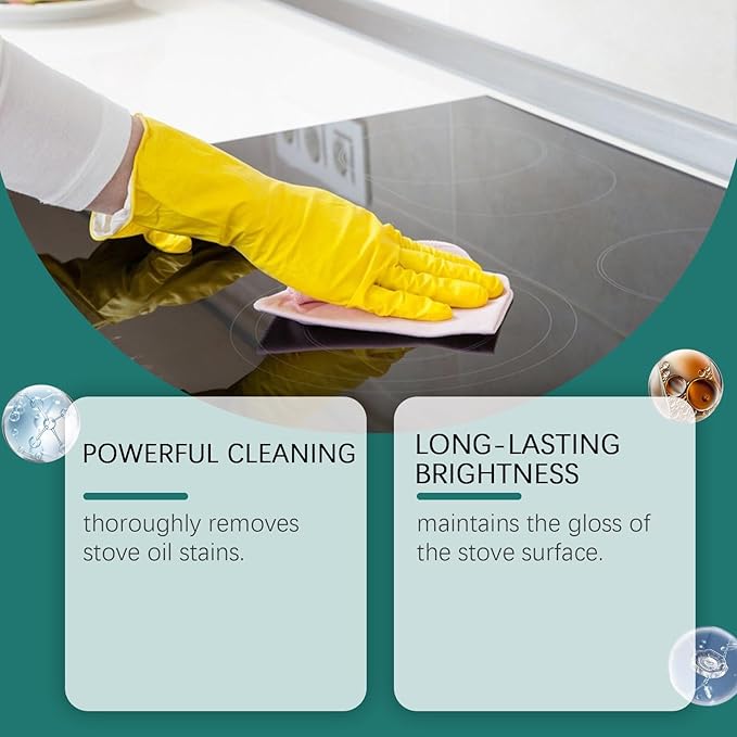 Glass Stove Top Cleaner &amp Polish - Removes Grease Stains For Electric/Ceramic Cooktops Leaves Shine Easy To Use(2PCS)