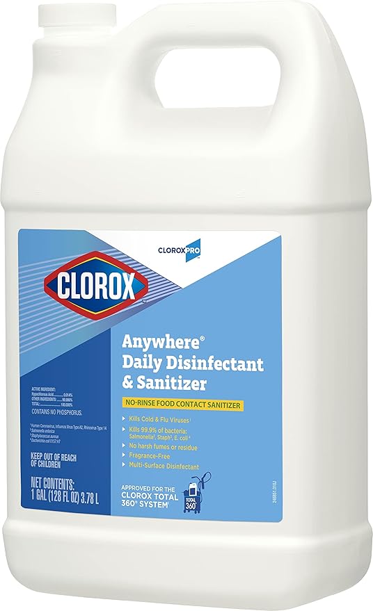 CloroxPro Anywhere Daily Disinfectant and Sanitizer No-Rinse Food Contact Sanitizer Refill 128 Fluid Ounces