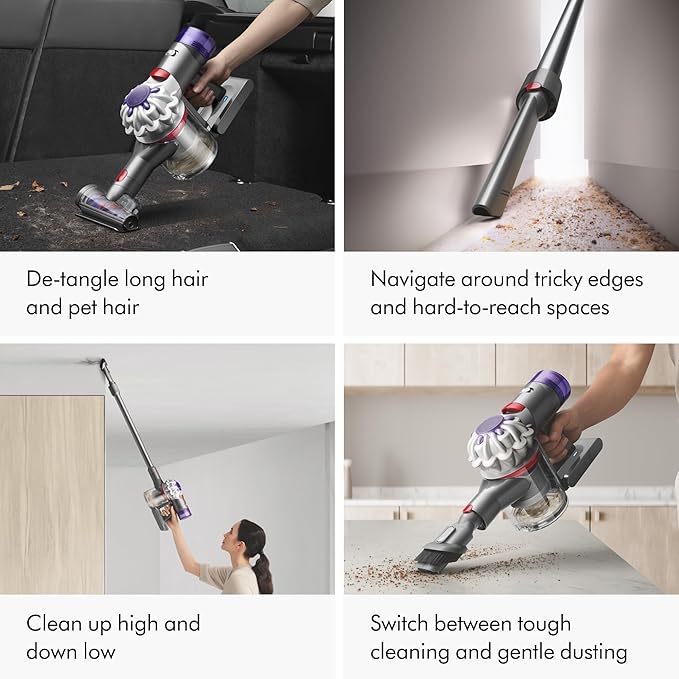 Dyson V8 Cordless Vacuum Cleans Hard Floors and Carpets Detangles Converts to Handheld 115AW 2 Power Modes Up to 40 Minutes¹