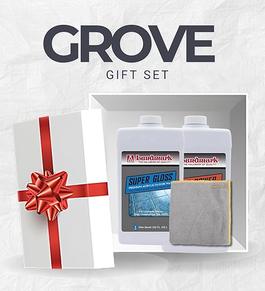 Lundmark Super Gloss Anti-Slip Floor Wax Liquid 32 oz + Wax Remover 1 qt Bundle with Microfiber Cleaning Cloth – Enhances Shine and Provides Long-Lasting Protection – Gift Set (3 Items)