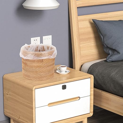 Sumnacon Mini Wicker Trash Can Cute Round Waste Basket for Bedroom Desktop Natural Rattan Trash Can for BathroomOfficeKitchen Versatile Woven Trash Cans for Paper WastePlantFlower