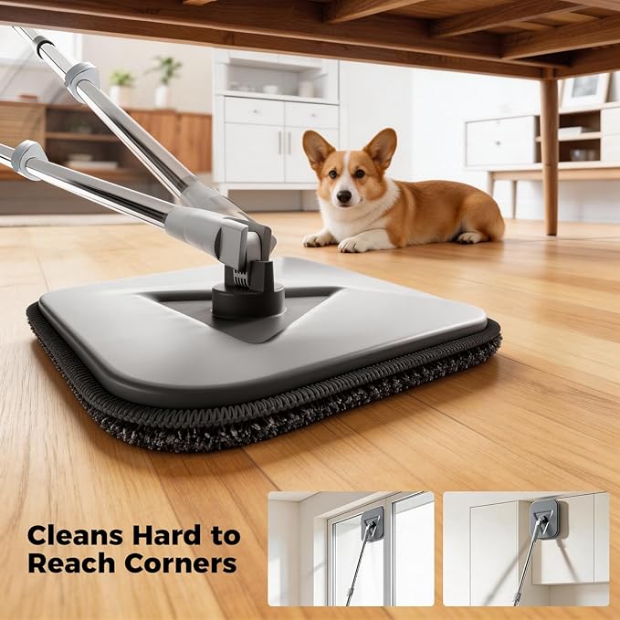 Masthome Mop and Bucket Set360° Square Spin Mop with Separate Dirty Water SystemVersatile Mops for Walls with 64 Extra Long Handle Telescopic2 Microfiber PadsMops for Home Floors Cleaning