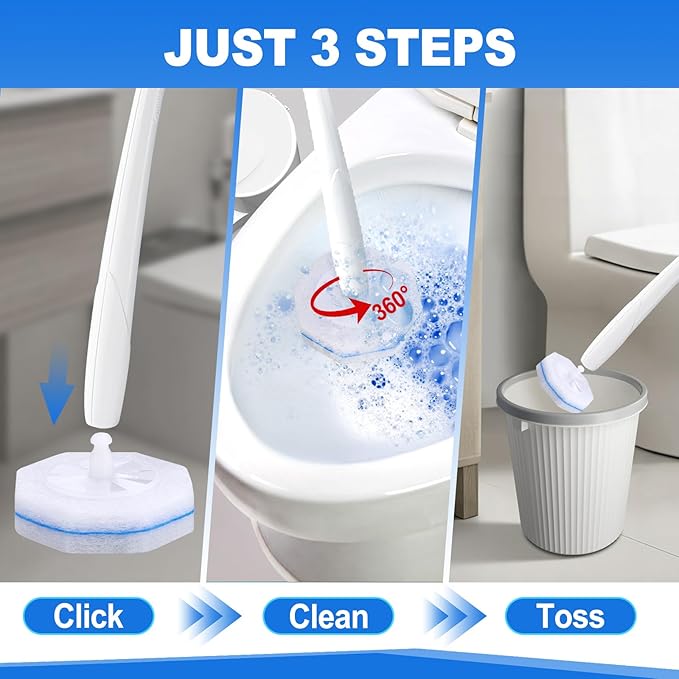 200 Count Disposable Toilet BrushToilet Cleaner Wand Refills Compatible with Most Toilet Brushes- No Falling Apart Fresh Fragrance4X Cleaning PowerBathroom Cleaning.