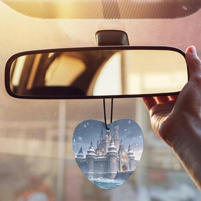 5PCS Car Air Freshener Hanging Personalized Double Sided Snowy Castle Car Fresheners Long Lasting New Cars Scents Cute Automotive Freshies for Closets Drawers (tea)