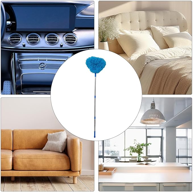 Ceiling Fan Cleaner Duster - Reusable Duster with Extendable Pole Flexible Cleaning Tool for Ceiling Fans Furniture Baseboards Blinds Corners and Cobweb Removal in Home Dorm Office