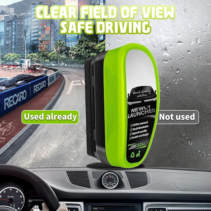 Windshield Cleaner Windshield Cleaner Glass Cleaner with Anti-Rain &amp Anti-Fog CoatingOil Film Brush for Car Windows &amp Glass Perfect Visibility at All Times (2 Green)