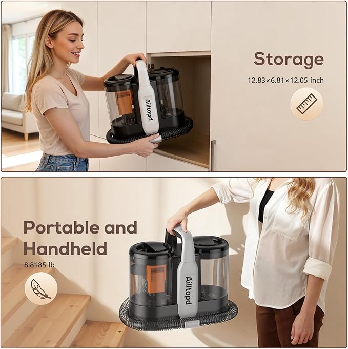Ailltopd Portable Carpet &amp Upholstery Cleaner Machine 15Kpa Powerful Suction &amp Couch Cleaner Machine Deep Stain Cleaning for Carpet Car Pets Stairs Sofa with Self-Cleaning Tool
