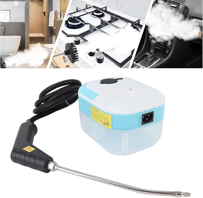 Easily Tackle Stubborn Stains 1200W Handheld Steam Cleaner Portable Car Steamer Multi Functional for Kitchen Bathroom Tile with Steel Brush Plastic Brush and Large Plastic (US