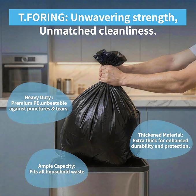 Large 40-45 Gallon Trash Bags Heavy Duty - 1.6 Mil Thick39''x47'' Strong Black Garbage Bags Unscented 100 Count Trash Can Liners for Construction Industrial Yard Outdoor Commercial
