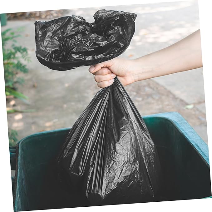 200Pcs Thick Disposable Toilet Trash Bags Black PE Strong Garbage Sacks for Portable Commode Bathroom Bedroom Kitchen Use