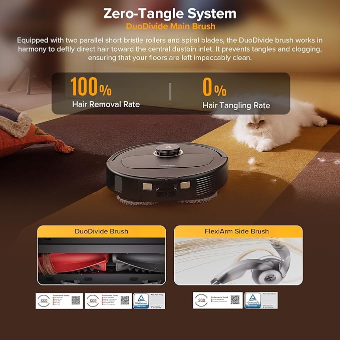 roborock Qrevo S5V Robot Vacuum and Mop FlexiArm Edge Mopping 12000Pa Suction Dual Zero-Tangle System Smart Obstacle Avoidance 10mm Mop Lifting Auto Mop Washing&ampDrying Self-Emptying&ampRe