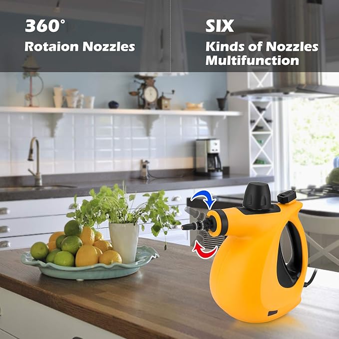 Handheld Pressurized Steam Cleaner Steam Cleaner with 9-Piece Accessory Set Multi-Purpose and Multi-Surface All Natural Chemical-Free Steam Cleaning for Home Kitchen Auto Patio