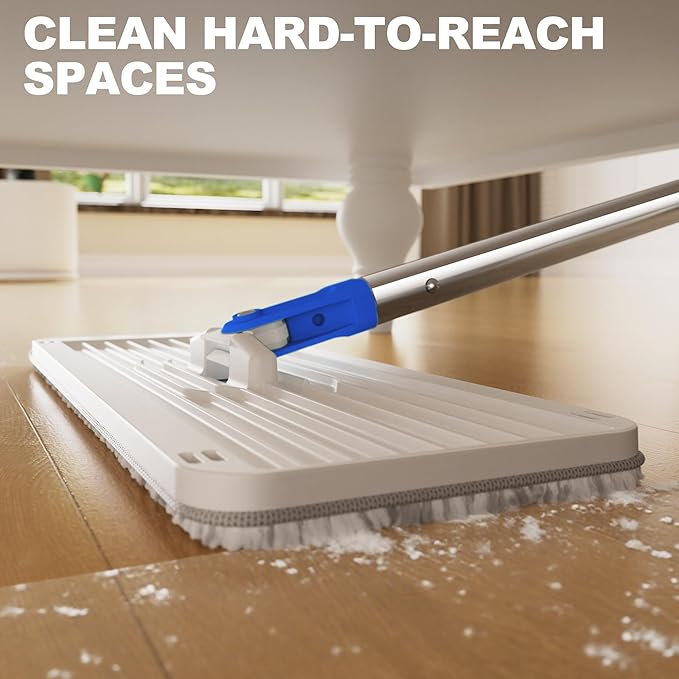 Mop and Bucket Set Mops for Floor Cleaning with Long Handle Squeeze Flat Mop and Bucket System Dry &amp Wet Dust Mops for Household Floor Cleaning with 3 Microfiber Mops Slate Blue