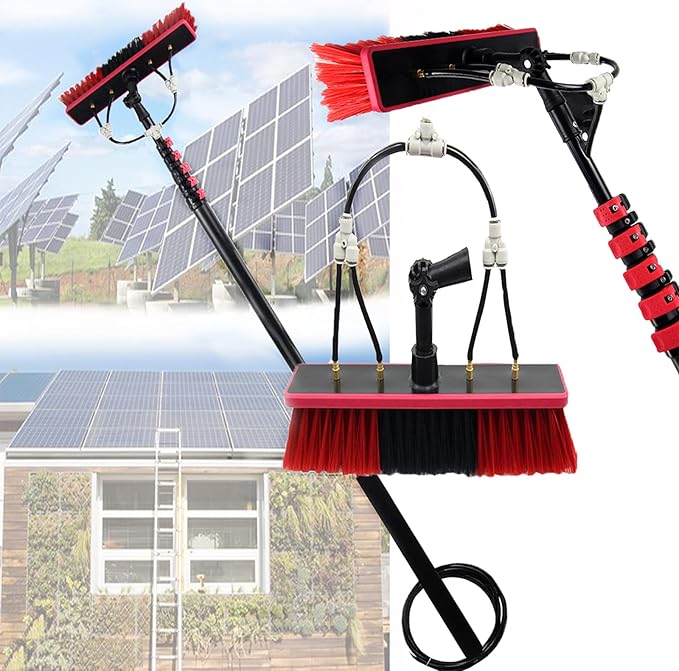 Telescopic Solar Panel Cleaning Brushes RodCleaner Water Fed Pole Kit for Cleaning Outer Window GlassTile WallsGlass Curtain WallSolar Panel Surface (36ft-12ft)10.80M/36FT