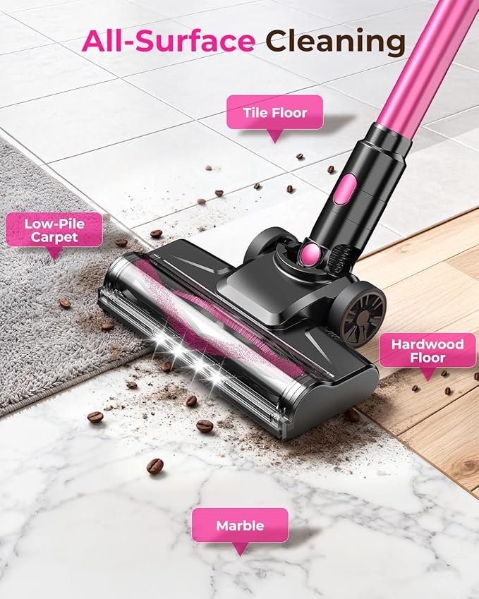 N8 Cordless Vacuum Cleaner Lightweight Stick Vacuum with Powerful Suction 2200mAh Battery 40 Mins Runtime Self-Standing Rechargeable Vacuum Cleaners for Home Hardwood Floor Carpet Pet Hair