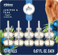 Glade PlugIns Refills Air Freshener Juniper &amp Teak Scented and Essential Oils for Home and Bathroom 0.67 Fl Oz 10 Count
