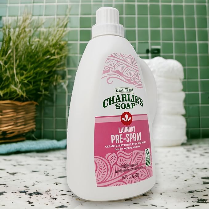 Charlie’s Soap Laundry Pre-Spray Stain Remover Refill (75.0 fl oz) Natural Laundry Pretreat and Stain Remover (One 75oz Refill)