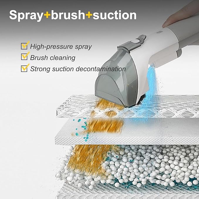 Deep Cleaning Dual Tank Portable Carpet Cleaner 450W High Power 15Kpa Strong Suction Spot Clean Machine for Sofa Curtain with Water Tanks (US Plug 110V)